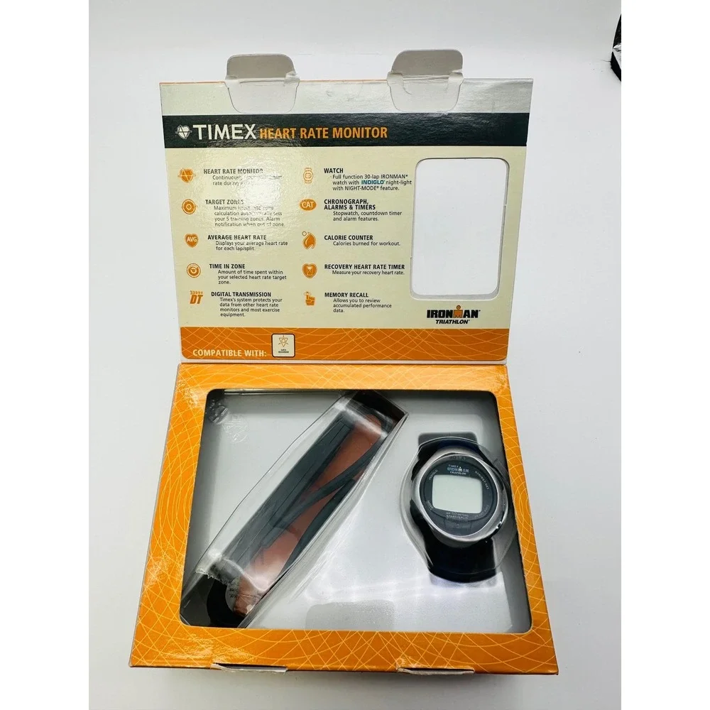Timex Ironman Triathlon Heart Rate Monitor Watch 30-Lap Indiglo 5C411 New Box